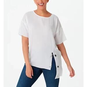 Truth + Style Size XL Woven Asymmetrical Hi-Low Hem Top White NEW